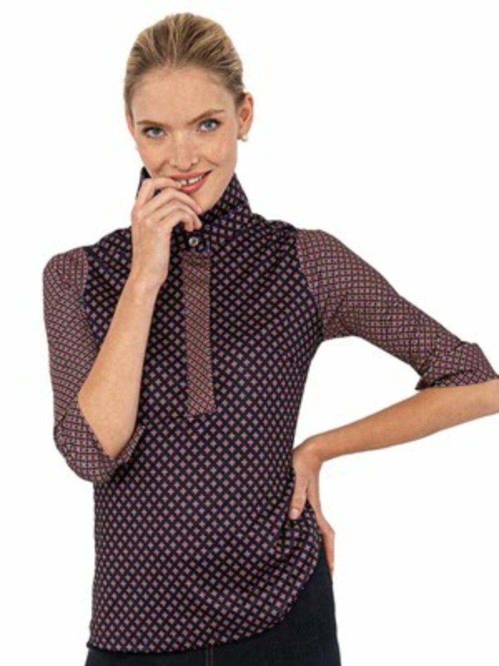 Gretchen Scott Everywhere Top Diamond Dot Foulardio Red SZ Large
